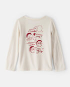 Toddler Girl Christmas Santa Cookie Crew Long-Sleeve Graphic Tee - Cream, image 2 of 5 slides