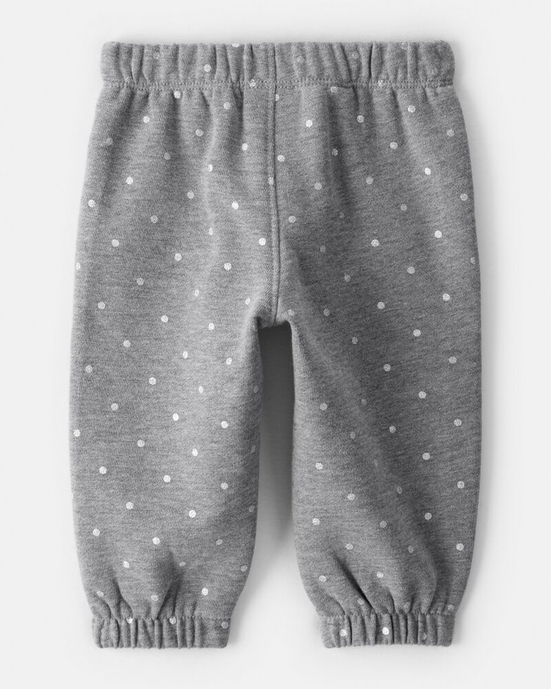 Baby Girl 2-Piece DayDream Fleece Polka Dot Sweatshirt & Pant Set - Grey, image 5 of 6 slides