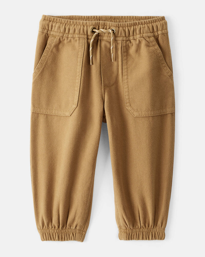 Baby Boy  Herringbone Woven Pull-On Jogger - Brown, image 1 of 4 slides