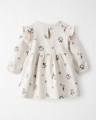 Baby Girl Organic Cotton French Terry Dress in Berry Blossom Print, image 2 of 6 slides