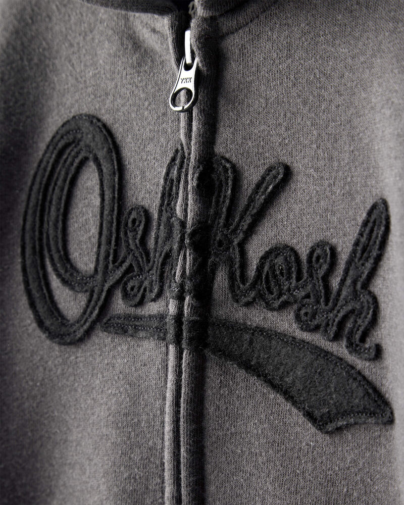 Baby Boy Fleece Hooded Zip-Up Jacket - Black, image 2 of 4 slides