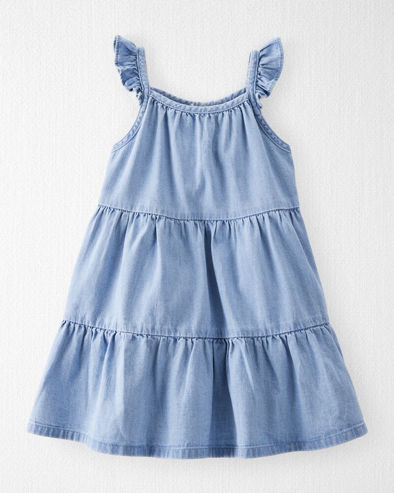Toddler Girl Organic Cotton Chambray Dress, image 1 of 5 slides