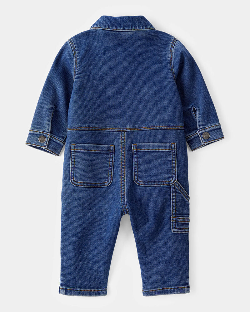 Baby Little Buddy Snap-Up Denim Jumpsuit - Blue, image 2 of 5 slides