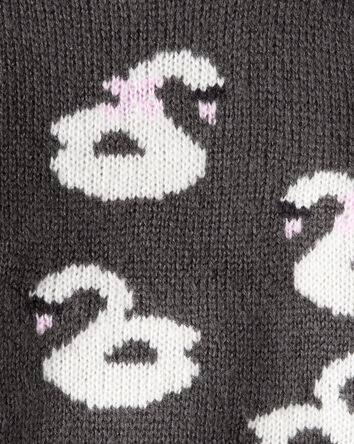 Baby Girl Swan Sweater - Black, 