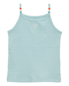 Toddler 2-Piece Floral Ribbed Tank Top & Pom Pom Dolphin Shorts Set - Turquoise, image 2 of 8 slides