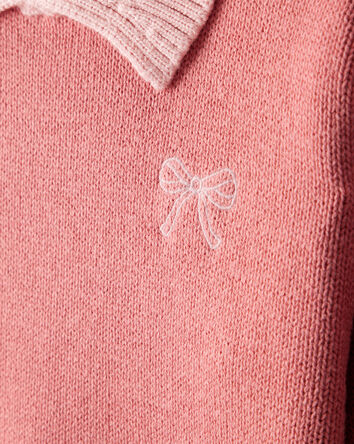 Toddler Girl Bow Cotton Long-Sleeve Sweater - Pink, 