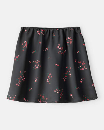 Girls Floral Print Woven Skirt - Black, 