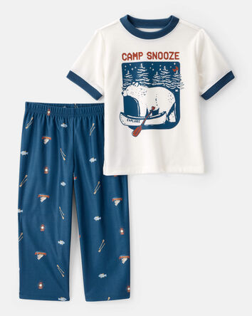 Toddler 2-Piece Camp Snooze Loose Fit Pajamas - Navy/White, 