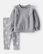 Baby Girl 2-Piece DayDream Fleece Snowflake Print Long-Sleeve Tee & Pant Set, image 1 of 4 slides