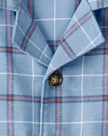 Toddler 2-Piece Plaid Coat Style Loose Fit Pajamas - Blue, 