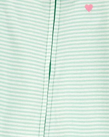 Toddler Girl Striped Snug Fit Cotton Footie 1-Piece Pajamas - Green, 