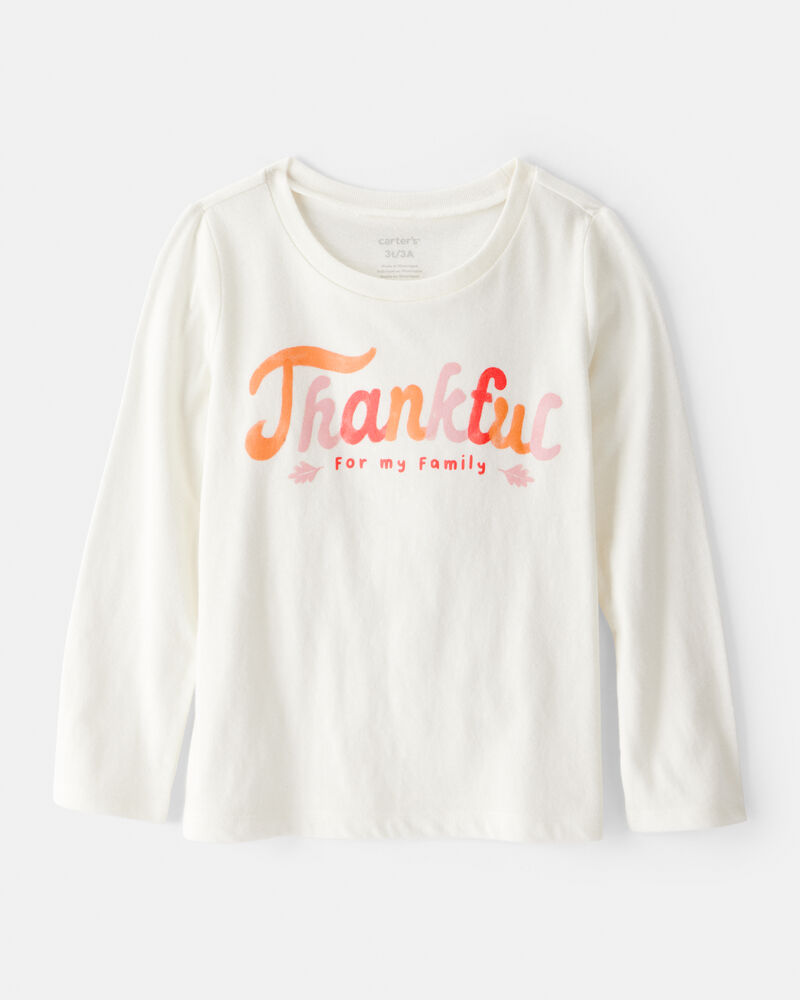 Toddler Girl Thankful Long-Sleeve Graphic Tee - White, image 1 of 3 slides