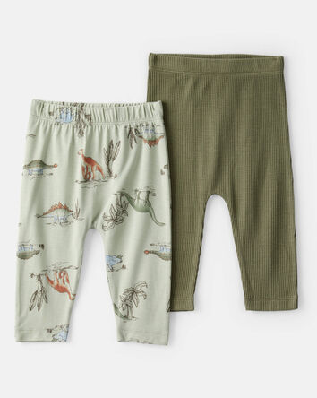 Baby Boy 2-Pack Dinosaur Print PurelySoft Pull-On Pants - Green, 