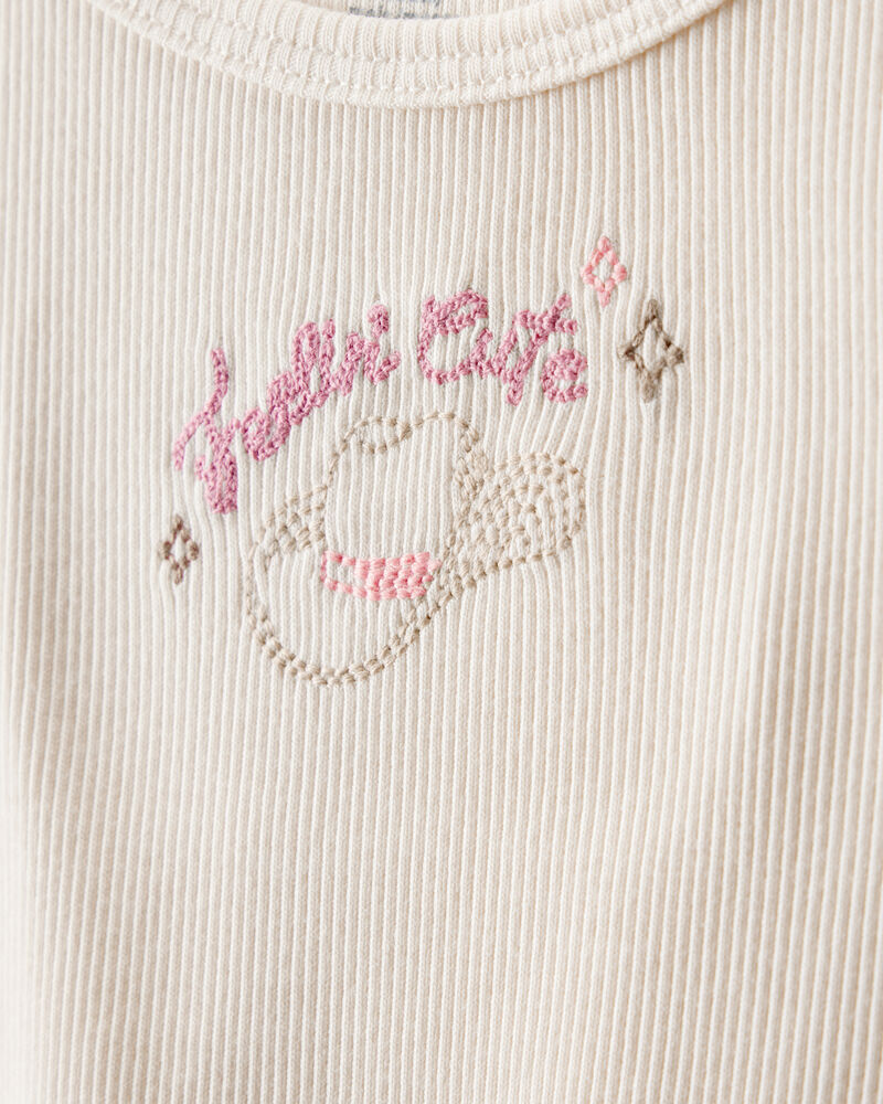 Baby Girl Cowgirl Hat Cotton Short-Sleeve Top - Ivory, image 2 of 4 slides