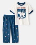 Toddler 2-Piece Camp Snooze Loose Fit Pajamas - Navy/White, image 1 of 5 slides