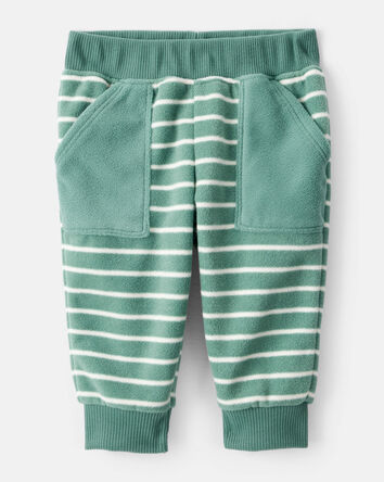 Baby Boy 3-Piece Construction Striped Print Hooded Zip-Up Jacket, Bodysuit & Pant Set - Green, 