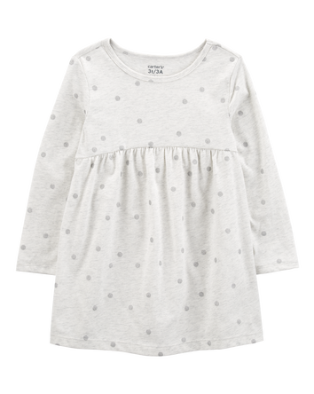 Toddler Glitter Polka Dot Long-Sleeve Jersey Dress, 