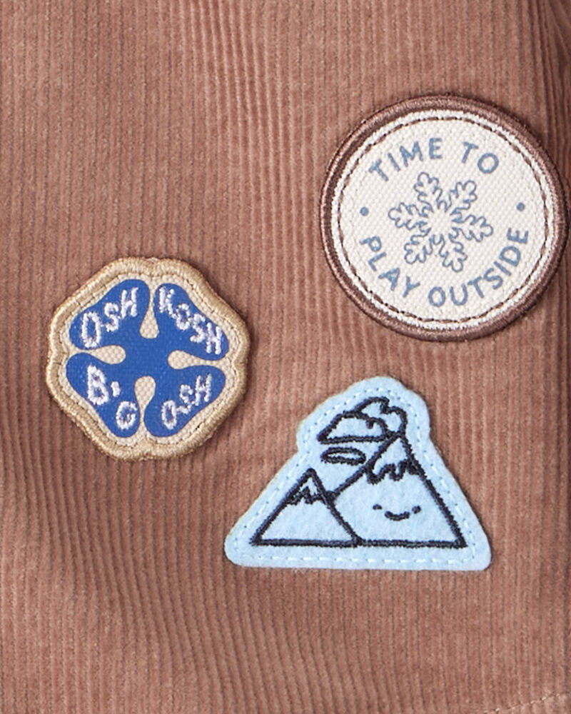 Baby Boy Camping Badges Corduroy Button-Down Shirt - Brown, image 3 of 4 slides