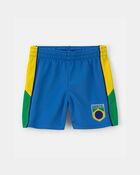 Toddler Umbro Brazil Mesh Soccer Shorts - Blue/Yellow/Green, image 1 of 5 slides