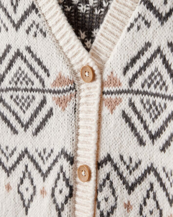 Toddler Girl Fair Isle Long-Sleeve Cardigan Sweater - Ivory, 