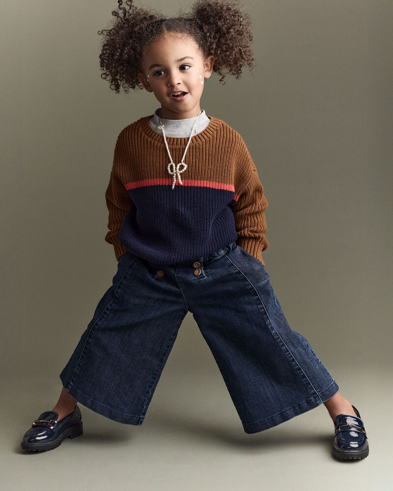 Toddler Girl Urban Wide Leg Denim Pant - Blue, image 3 of 8 slides