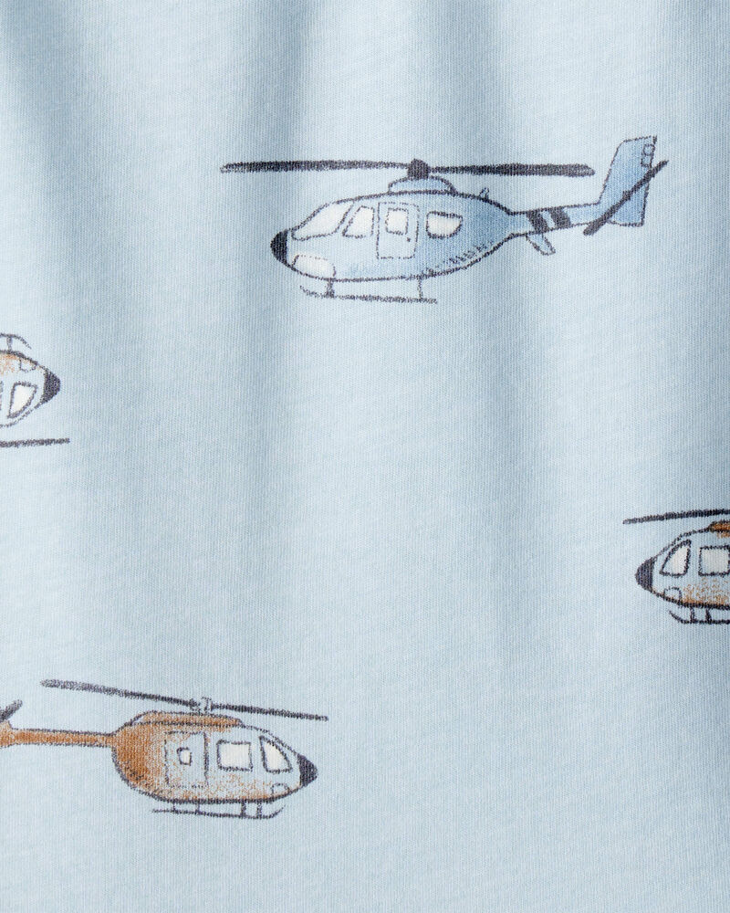 Baby Boy Helicopter Print Short-Sleeve Tee - Blue, image 2 of 3 slides