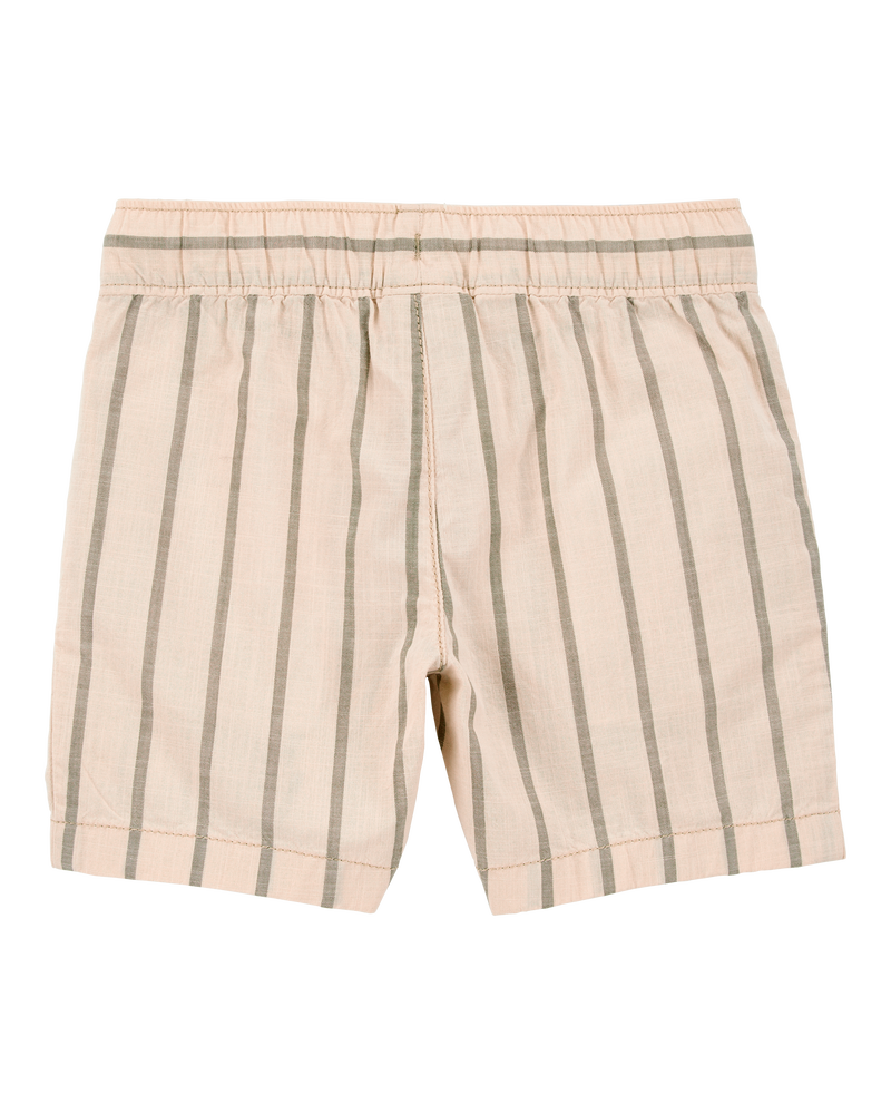 Toddler 2-Piece Striped Button-Down Shirt & Drawstring Shorts Set - Khaki, image 6 of 10 slides