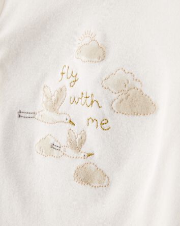 Baby 4-Piece Cloud Print Outfit Set - White/Tan, 