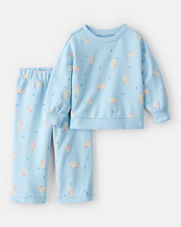 Baby Girl Polar Bear French Terry Pullover & Pant Set - Blue, 