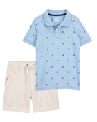 Kid 2-Piece Anchor Polo & Shorts Outfit Set, image 1 of 6 slides