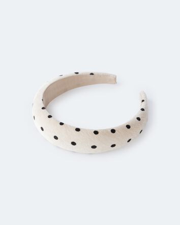 Toddler Girl Velvety Polka Dot Padded Headband - Khaki/Black, 