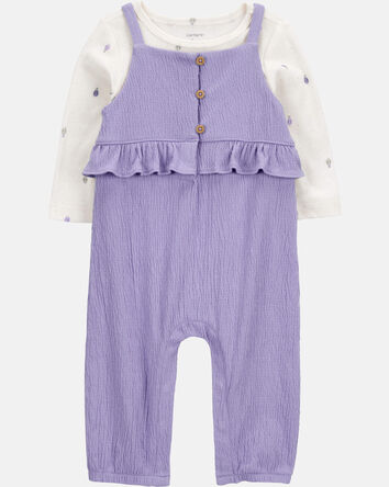 Baby Girl 2-Piece Long-Sleeve Tee & Coverall Set - Purple, 