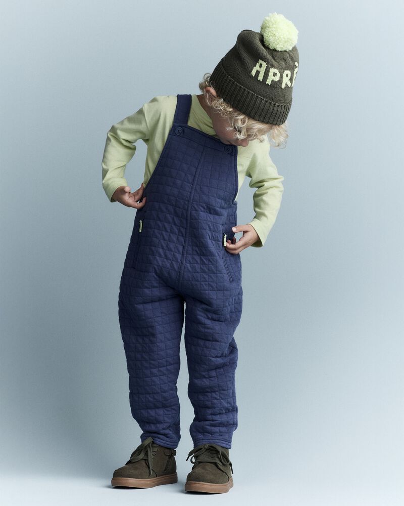 Toddler Wide-Leg Overalls - Dark Blue, image 1 of 6 slides