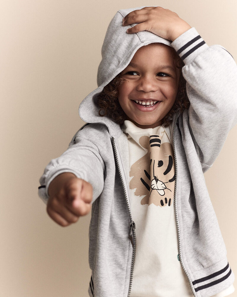 Toddler Boy Zip-Up Hoodie - Heather Grey, image 3 of 7 slides