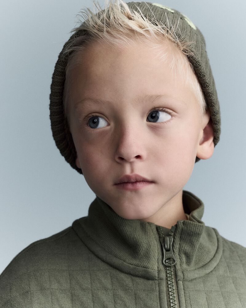 Toddler Boy Quarter-Zip Sweatshirt with Pockets - Olive, image 4 of 6 slides