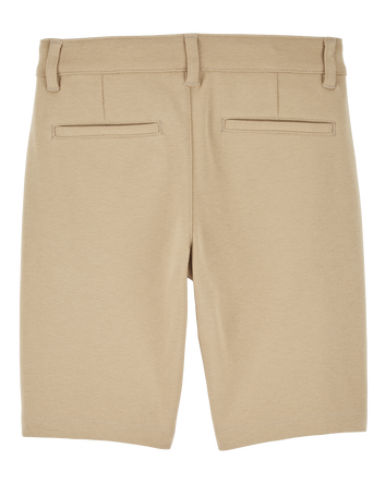 Girls Ponte Knit Uniform Shorts - Khaki, 