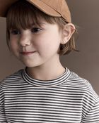 Toddler Girl Striped Ruffle Edge Long-Sleeve Top - Dark Grey/Ivory, image 5 of 6 slides