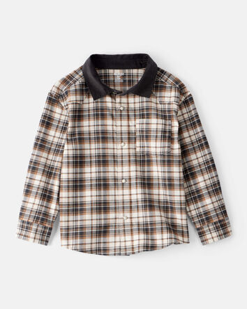 Boys Western Plaid Cotton Long-Sleeve Button-Down Shirt - Plaid, 