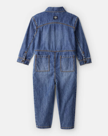 Toddler Denim Long-Sleeve Jumpsuit - Blue, 