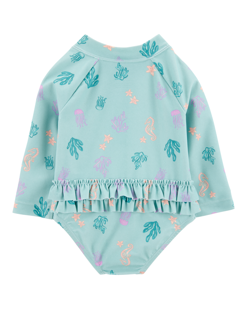 Baby Girl 1-Piece Coral Print Rashguard, image 3 of 5 slides