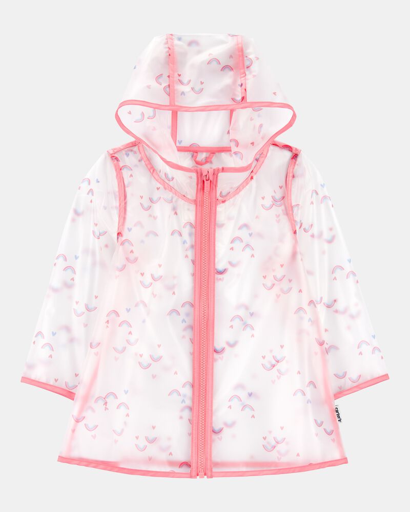 Toddler Girl Rainbow Translucent Rain Jacket - Pink, image 1 of 2 slides