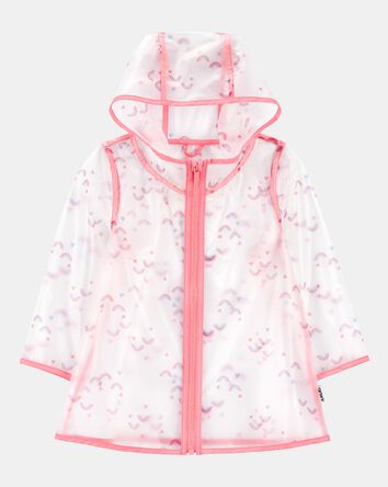 Toddler Girl Rainbow Translucent Rain Jacket - Pink, 