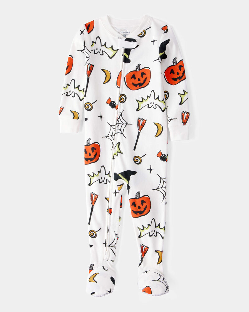 Toddler 1-Piece Halloween 100% Snug Fit Cotton Footie Pajamas - Ivory, image 1 of 3 slides