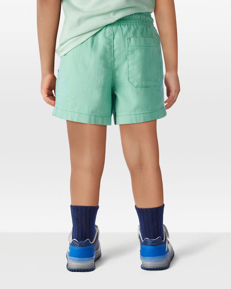 Toddler Pull-On Twill Shorts - Turquoise, image 3 of 6 slides