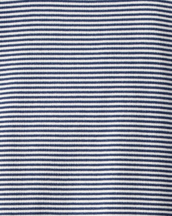 Kid Striped Mock Neck Ribbed Top - Navy, 