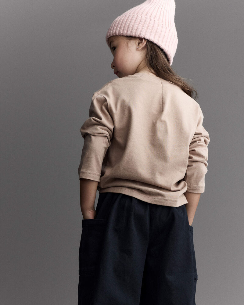 Toddler Girl Cocoa Cat Long-Sleeve Relaxed Graphic Tee - Tan, image 5 of 6 slides