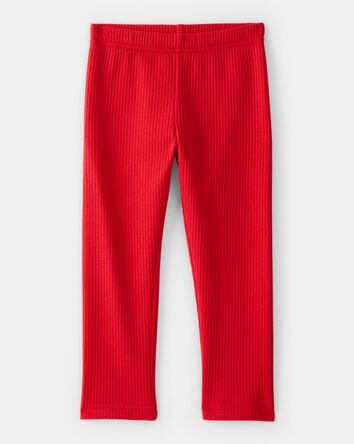 Toddler Girl Pull-On Stretch Rib Leggings - Red, 