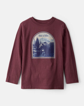 Boys Take A Hike Mountain Long-Sleeve Graphic Tee - Maroon, 