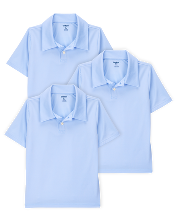 Kid 3-Pack Active Uniform Polo Shirts in Moisture Wicking BeCool&trade; Fabric - Blue, 