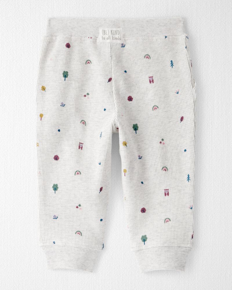 Baby Girl 2-Piece Organic Cotton Waffle Knit Set in Nature Icon Print, image 2 of 5 slides